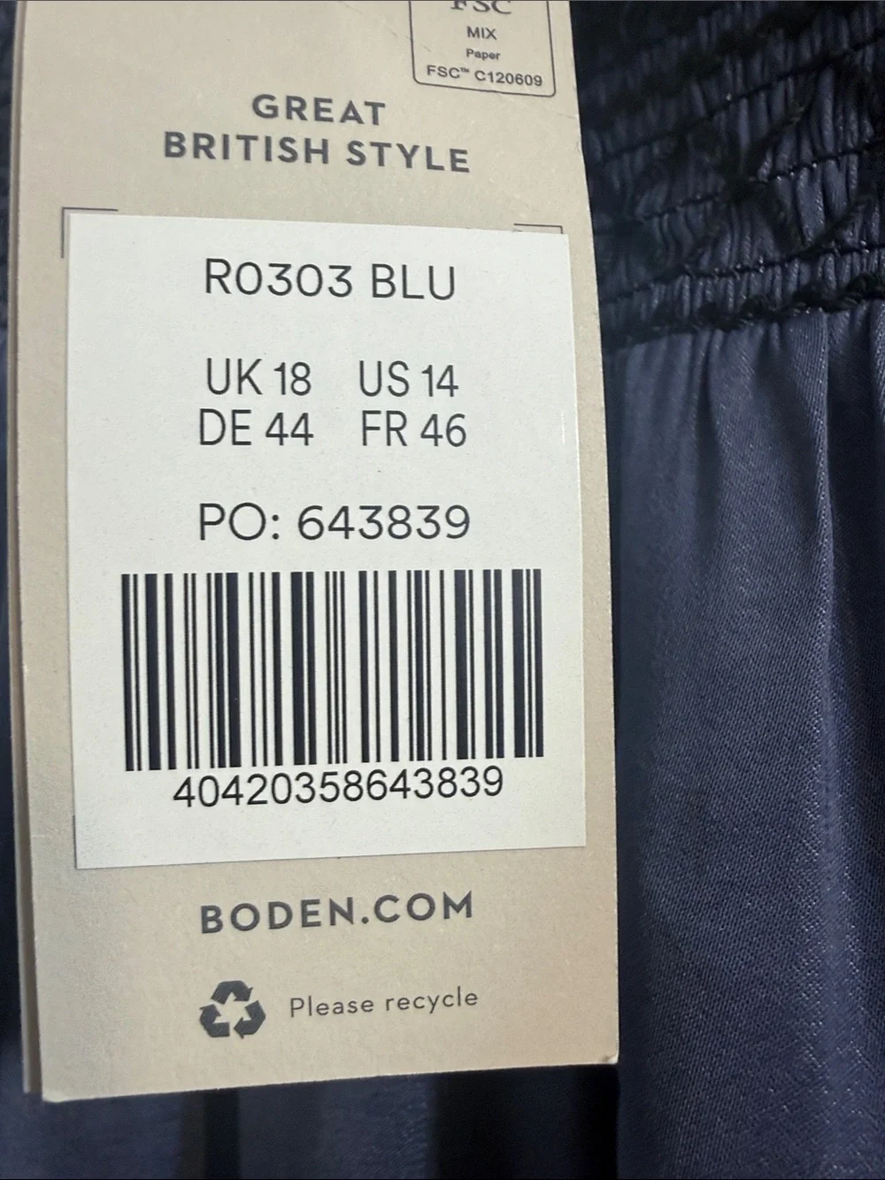 Boden Blue Smocked Waist Tiered Skirt